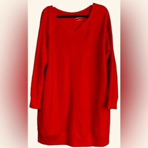 MAURICE’S Valentines Red V-Neck Long Sleeve Sweatshirt Dress, Size 0(14 W), GUC.